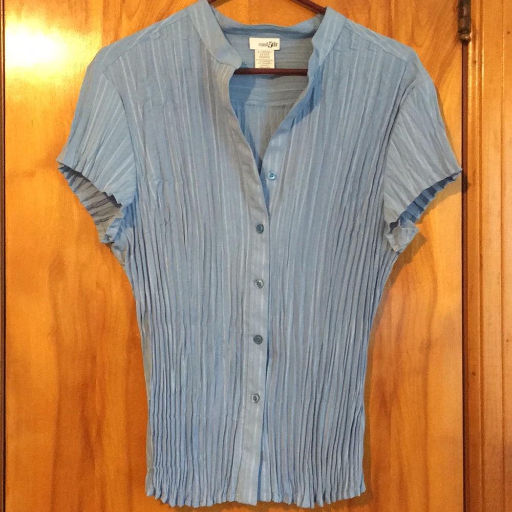 East 5th Light Blue Button Down Accordion Blouse